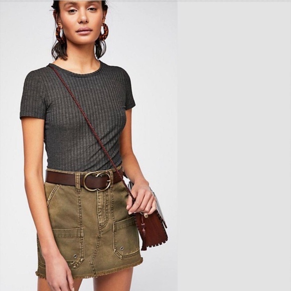 free people | canvas relaxed mini cargo skirt - Picture 1 of 12